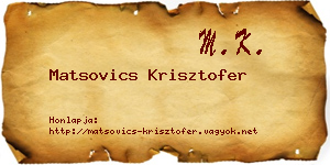 Matsovics Krisztofer névjegykártya